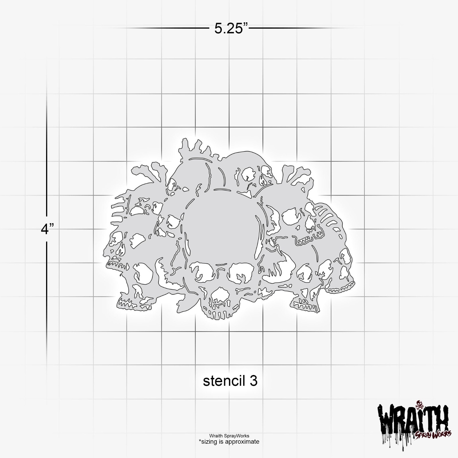 Skull Stack Mini Set #2 - Reusable Airbrush Stencil Template