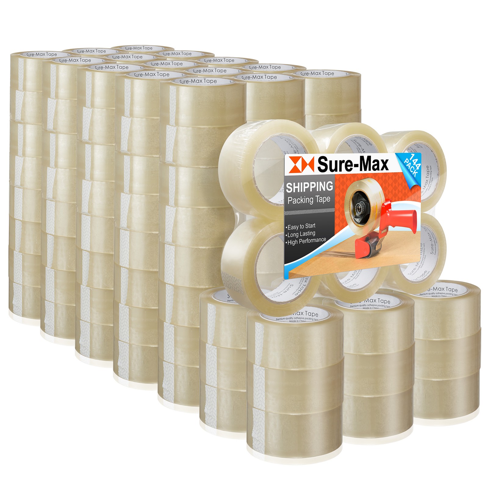 144 Rolls Clear Carton Sealing Packing Tape Shipping - 1.8 mil 2" x 110 Yards