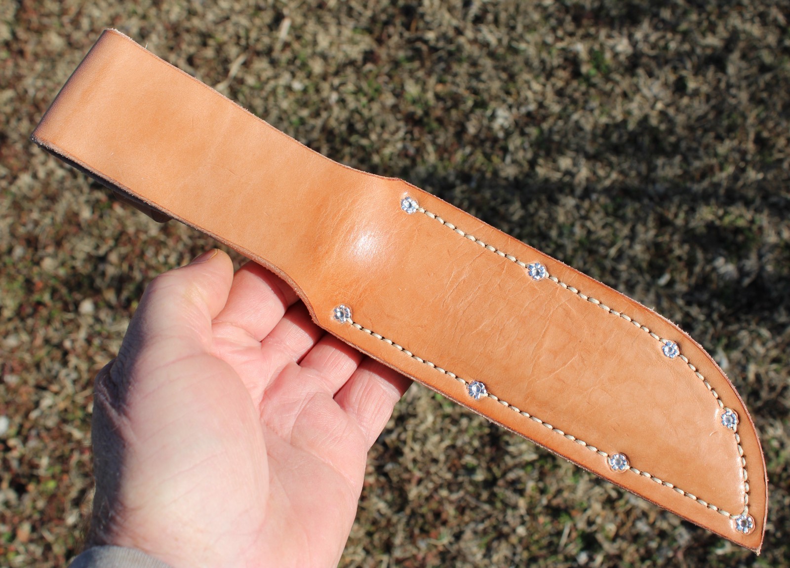 BGCK&T Custom Cattaraugus 225-Q Knife With New Leather Handle Sheath Full Blade