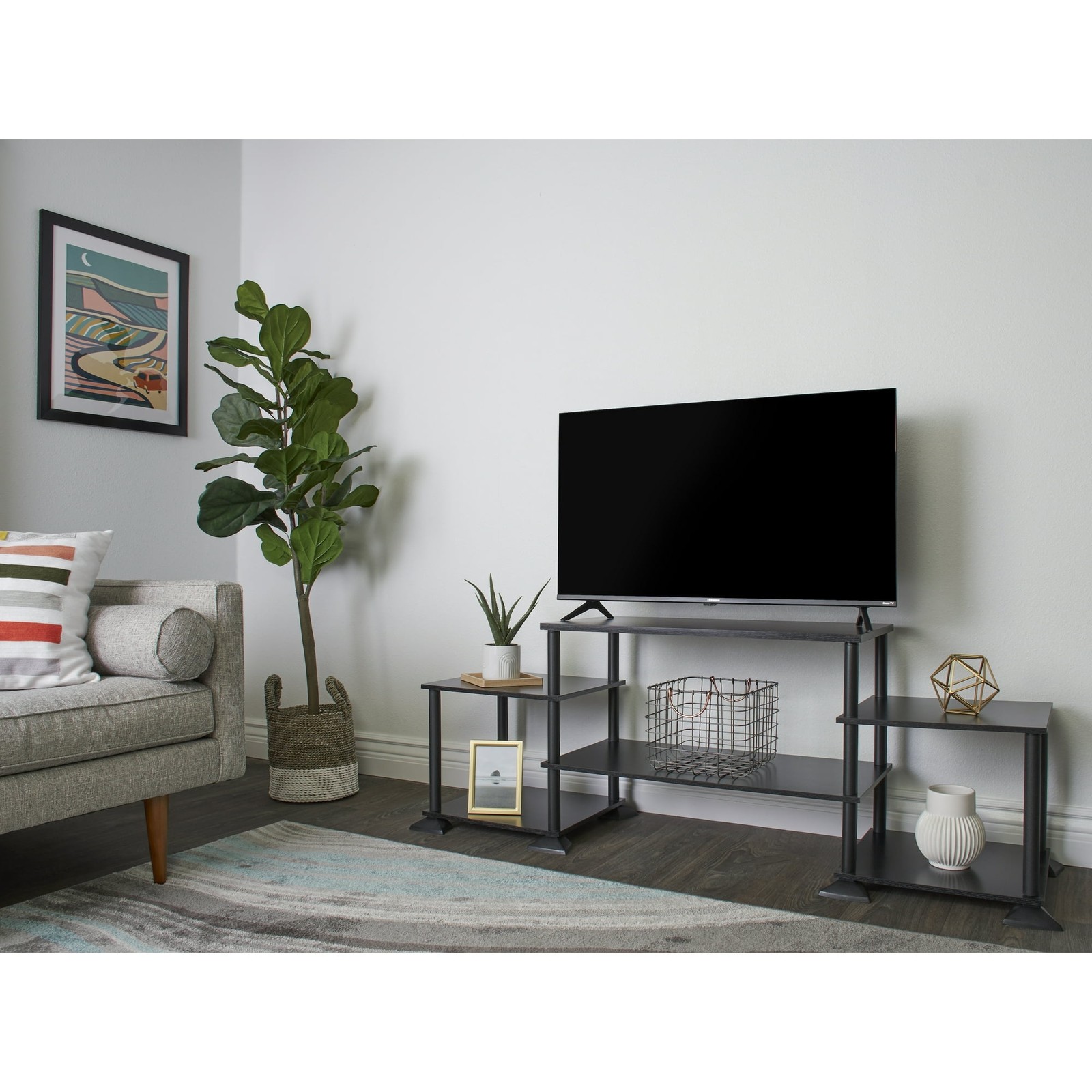 Mainstays No Tools TV Stand for TVs up to 40", True Black Oak Finish