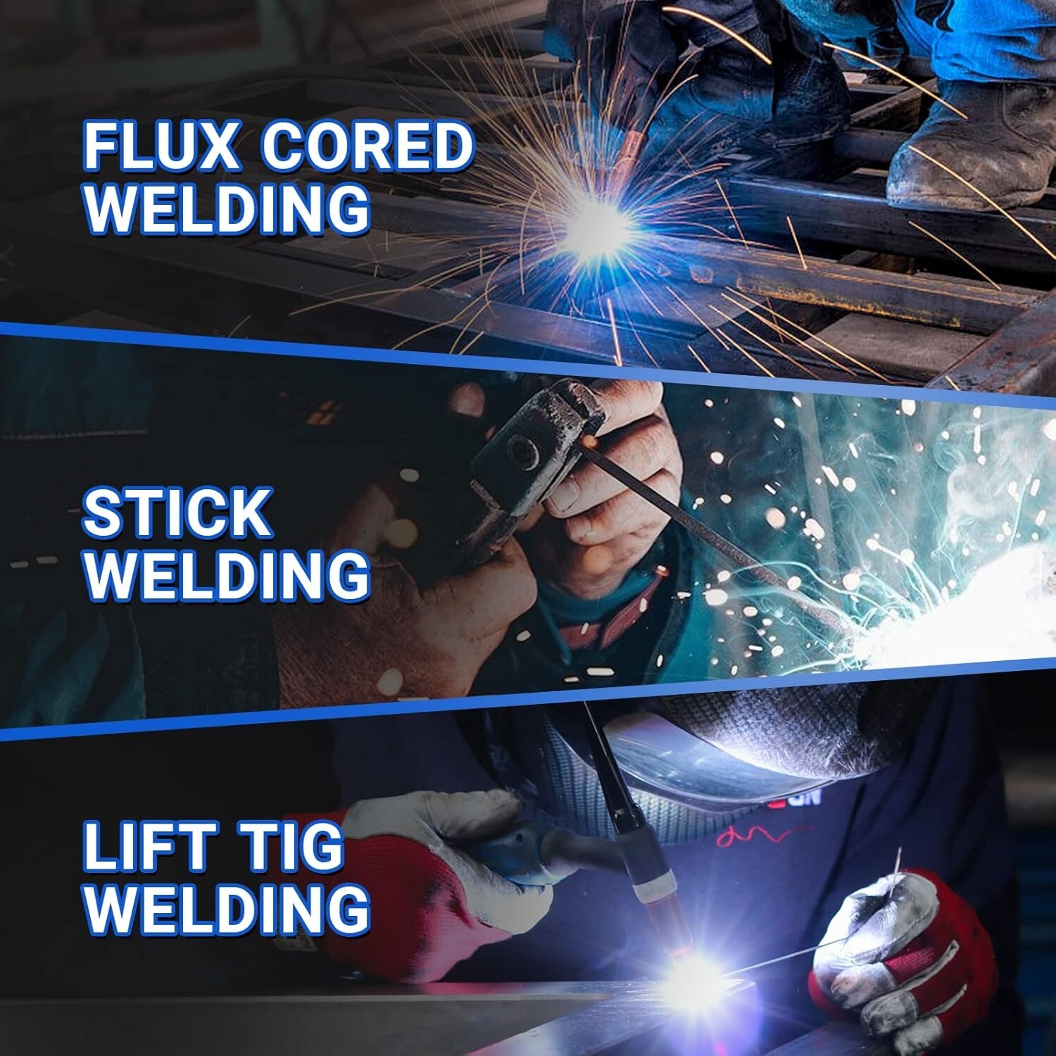 AZZUNO 135A MIG Welder 110V Flux MIG/Lift TIG/Stick 3 in1 IGBT Welding Machine