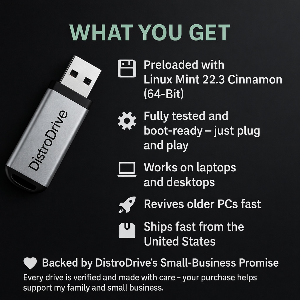 Linux Mint 22.3 Zena (64-Bit) Cinnamon Bootable USB Flash Drive Live + Install