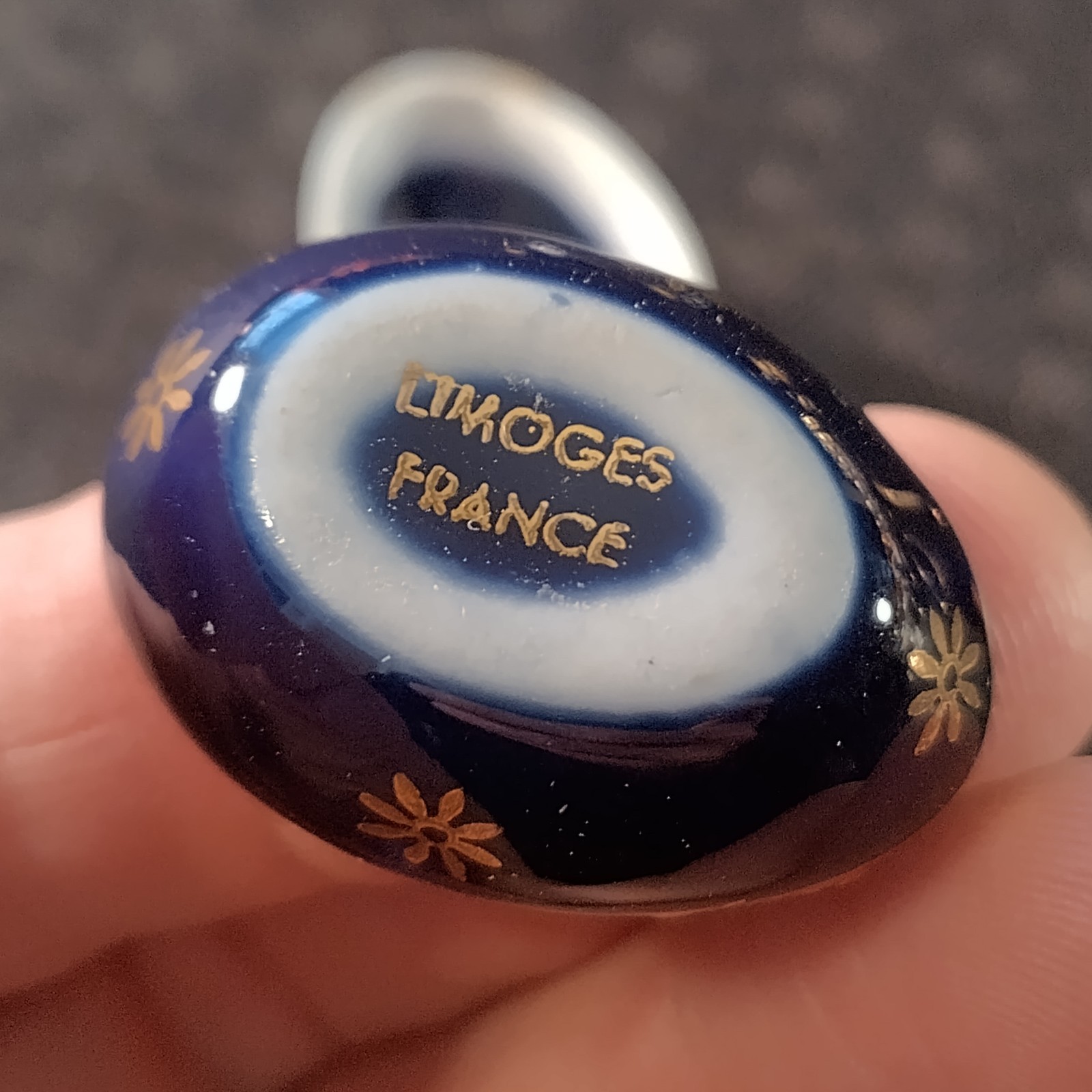 Limoges Cobalt Blue and Gold Miniatures Courting Couple Set Of 7 Pieces