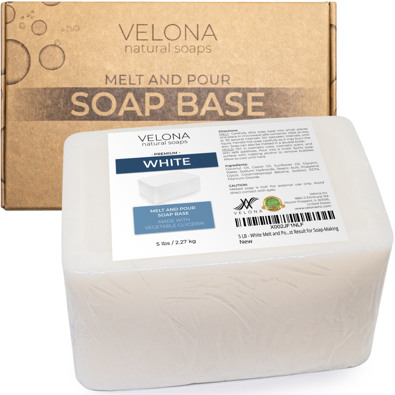 2, 5, 10, 25 LB - White Melt and Pour Soap Base by Velona | SLS/SLES Free