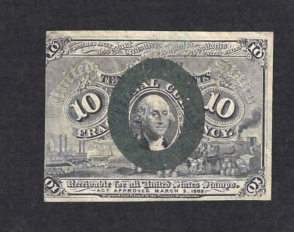 CIVIL WAR 10 CENTS FRACTIONAL CURRENCY 2nd ISSUE ~ WASHINGON ~ EXTREMELY FINE