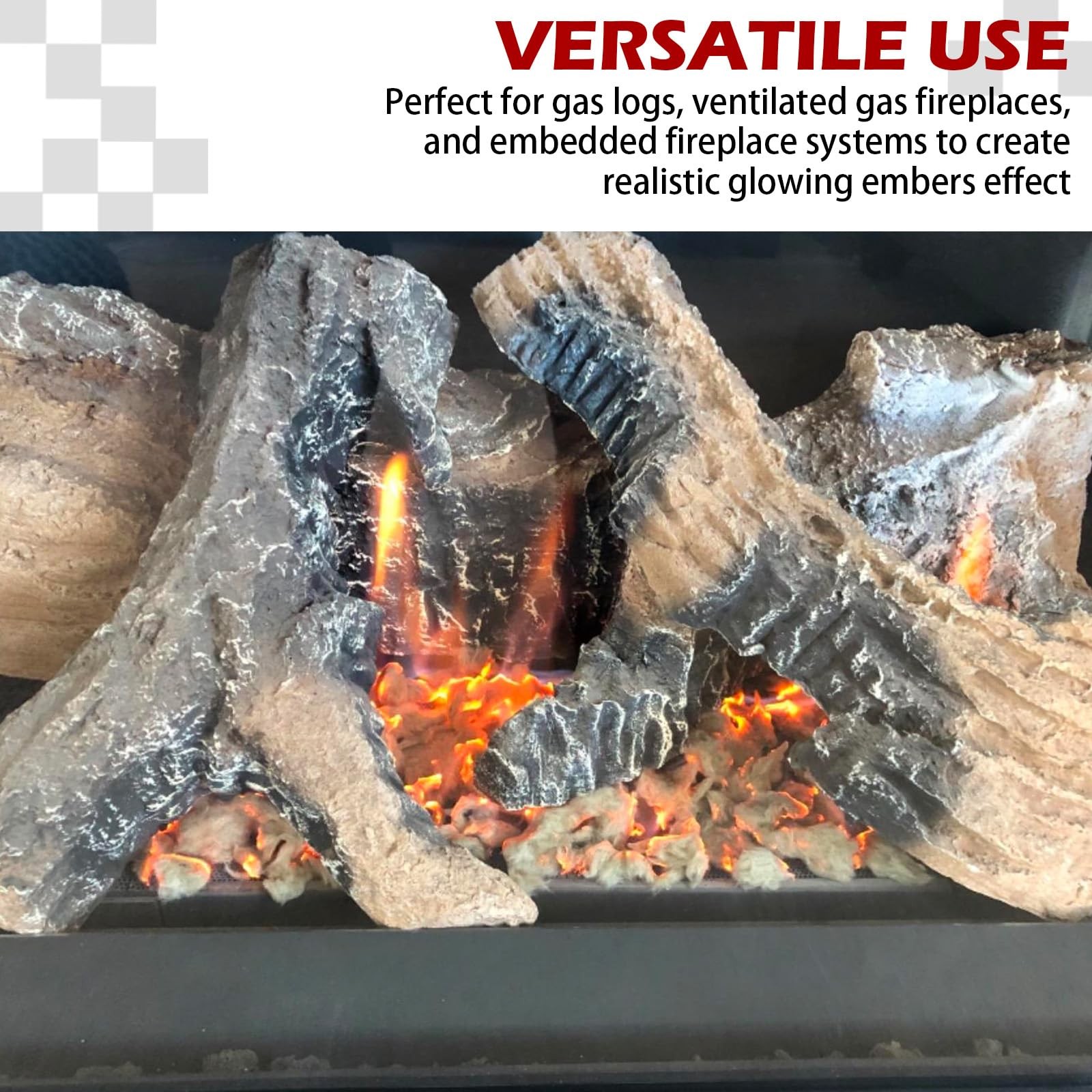 Rock Wool Gas Fireplace Embers, 6 oz, Glowing Ember Enhancement for Gas Logs ...