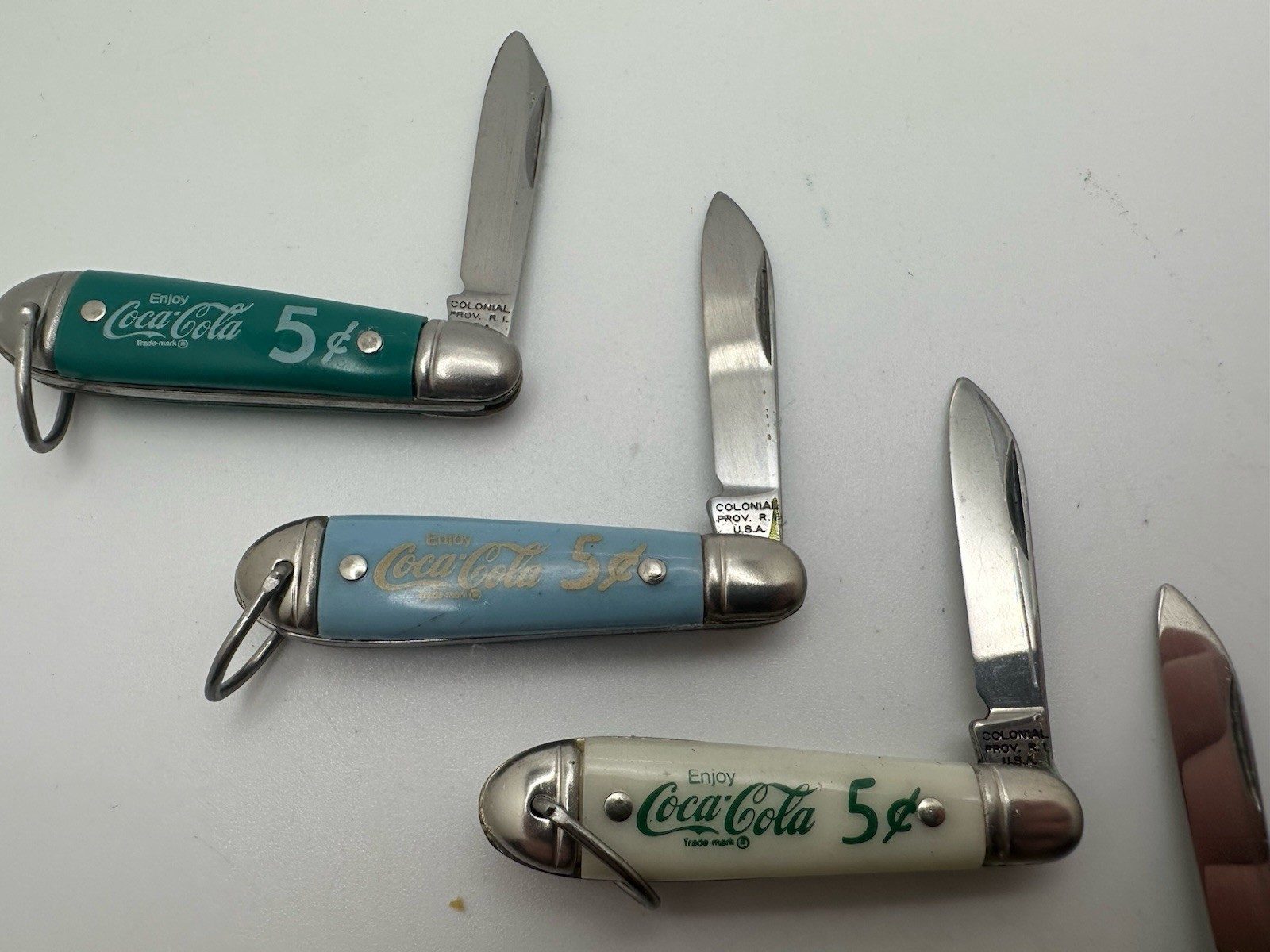 Vintage Colonial Prov, RI COCA COLA COKE 5 CENT Mini Pocket Knife 5 Variations