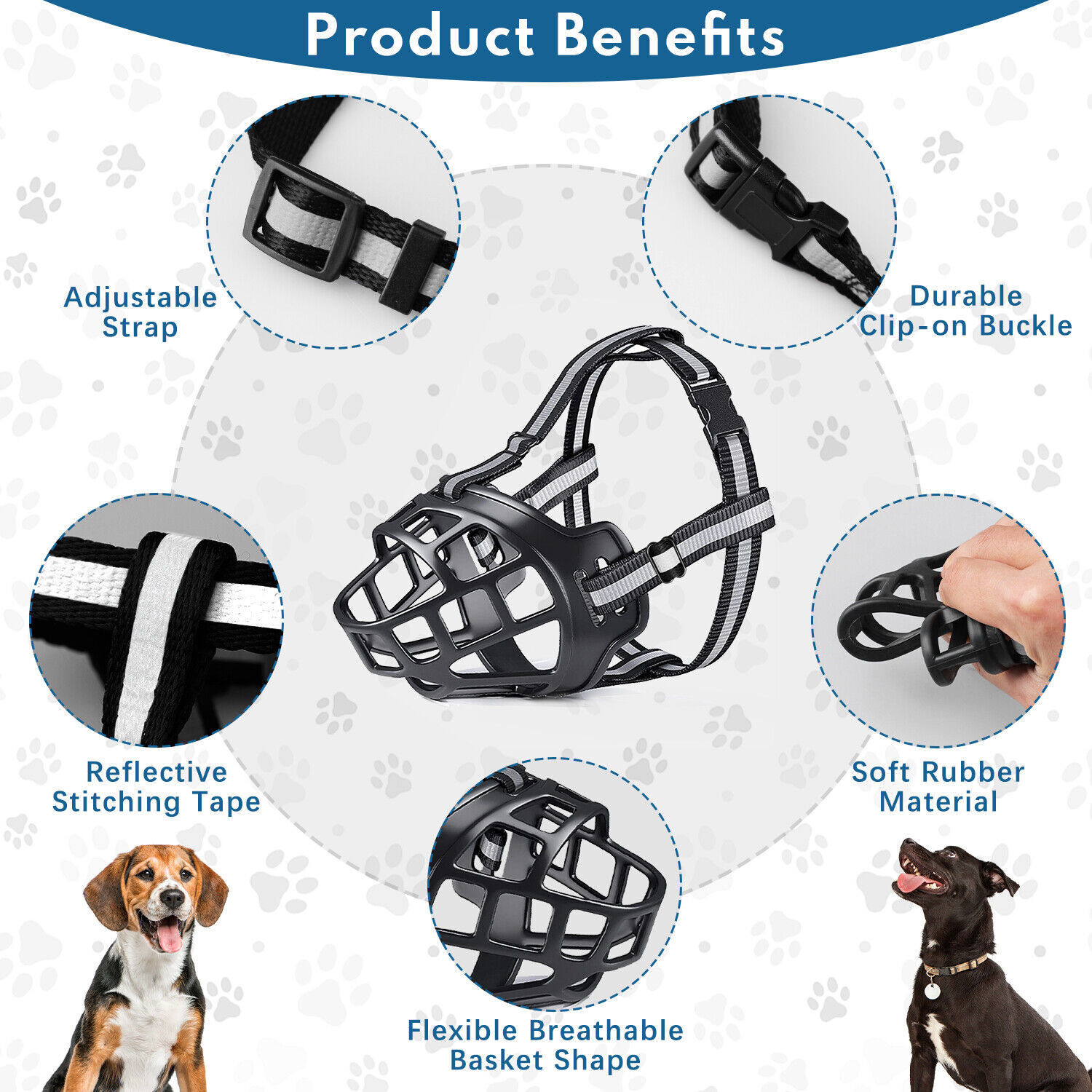 Pet Bite Mask A Soft Basket Silicone Cage Muzzle Allows Dogs To Breathe USA