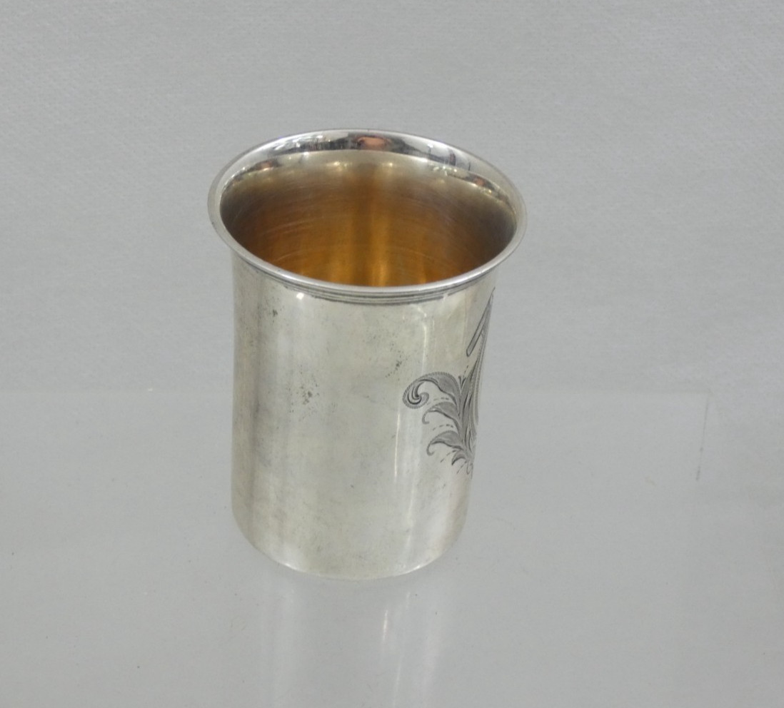 ANTIQUE SILVER KIDDUSH CUP BEAKER GERMAN or EASTERN EUROPEAN Judaica 19C