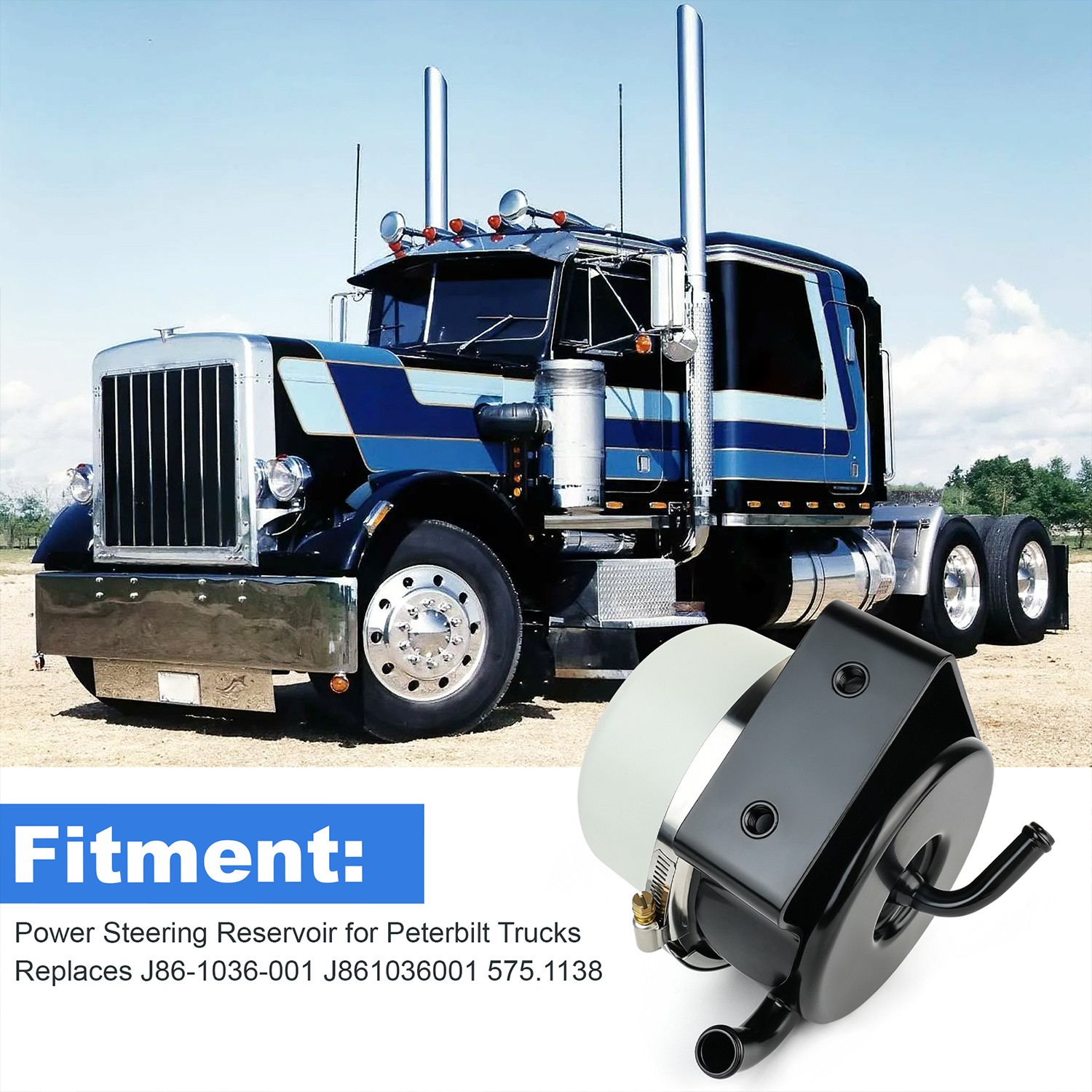 Power Steering Reservoir for Peterbilt Trucks J86-1036-001 J861036001 575.1138