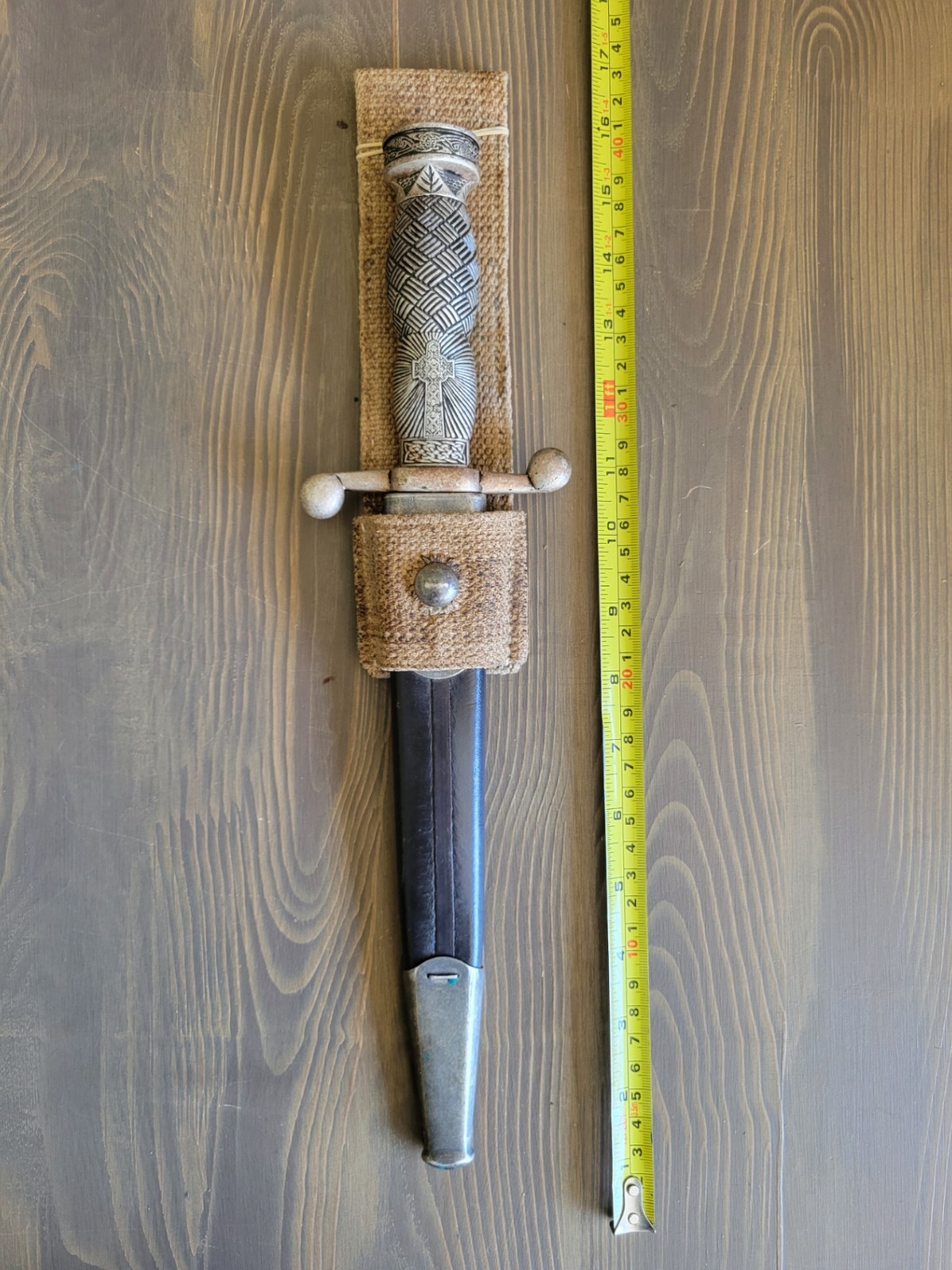 UNIQUE! Vintage Nickle Silver Dagger with Sheath & Frog! Spanish?