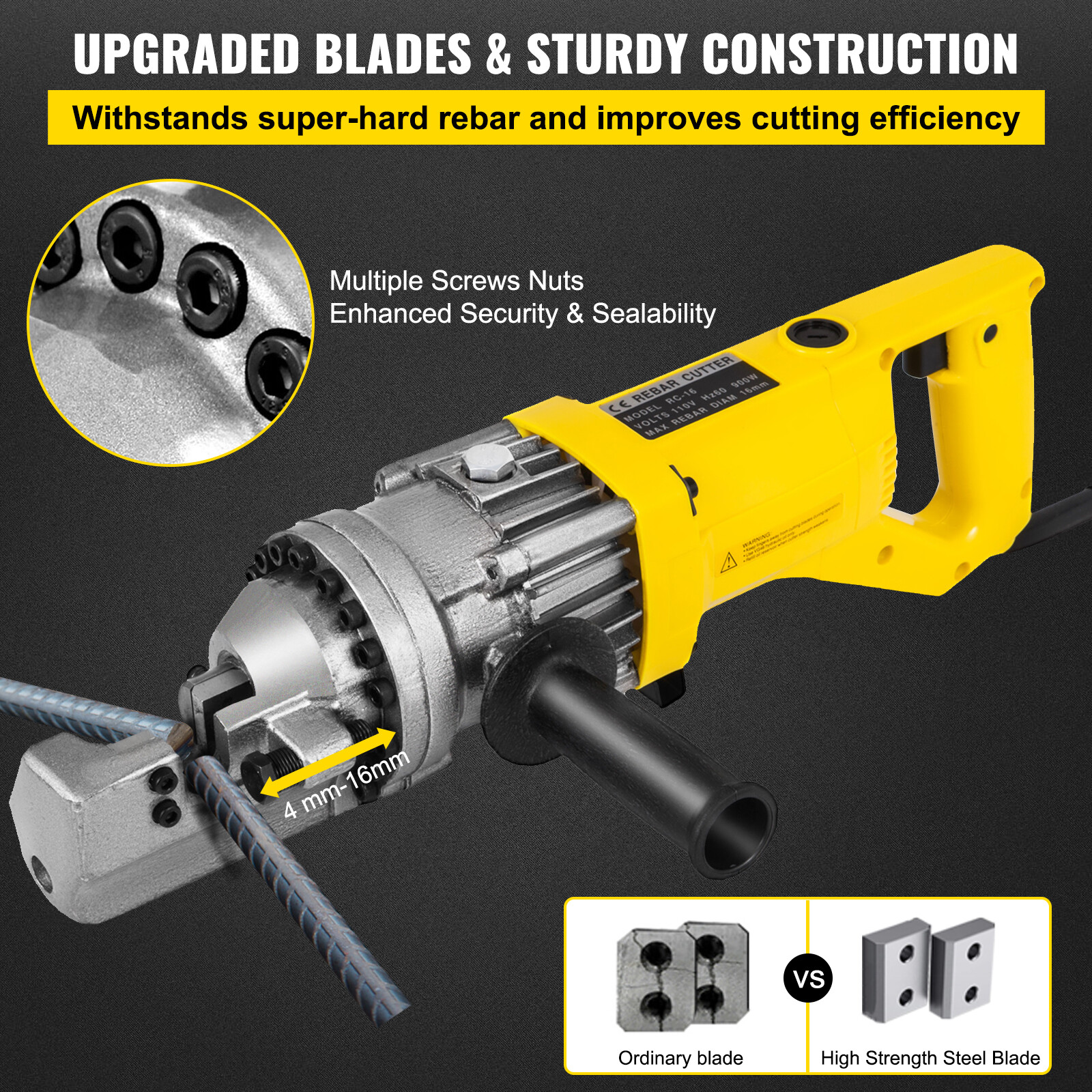 Rebar Cutter RC-16 5/8" Capacity Portable Electric Hydraulic 16mm Rebar Cutting