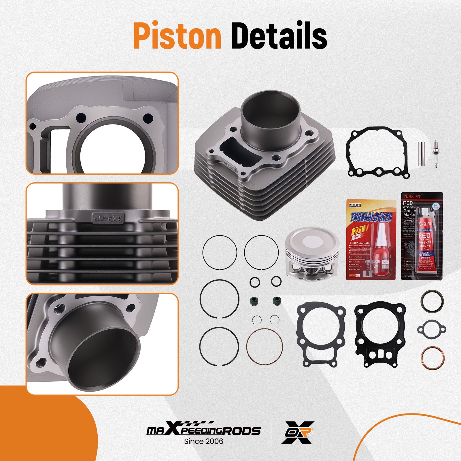 Cylinder Piston Gasket Top End Rebuild Kit For Honda Rancher TRX350 00-2006