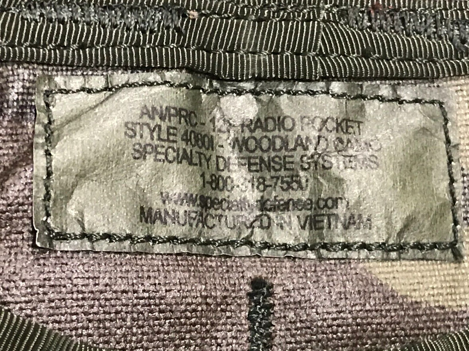 Specialty Defense Systems MOLLE Woodland AN/PRC-126 Radio Pocket Made in Vietnam