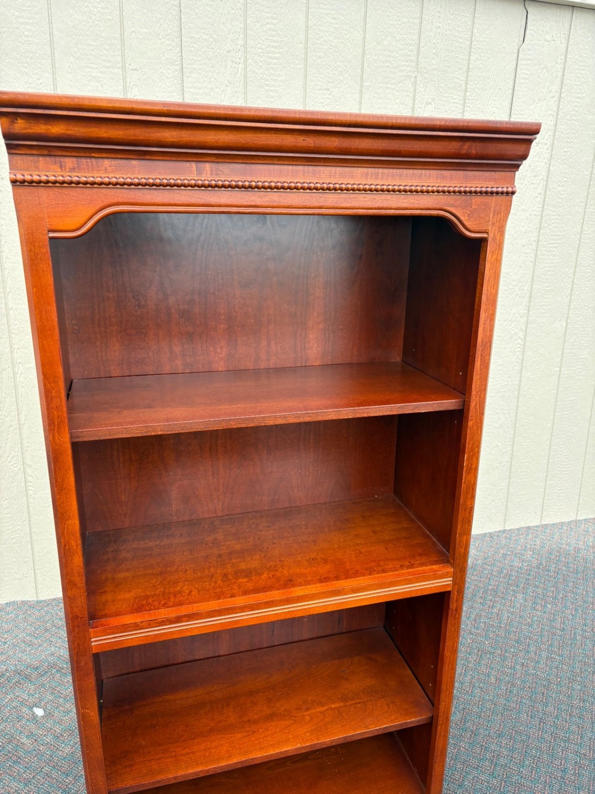 67505 Traditional Cherry Wood Bookcase with Beaded Trim Detail