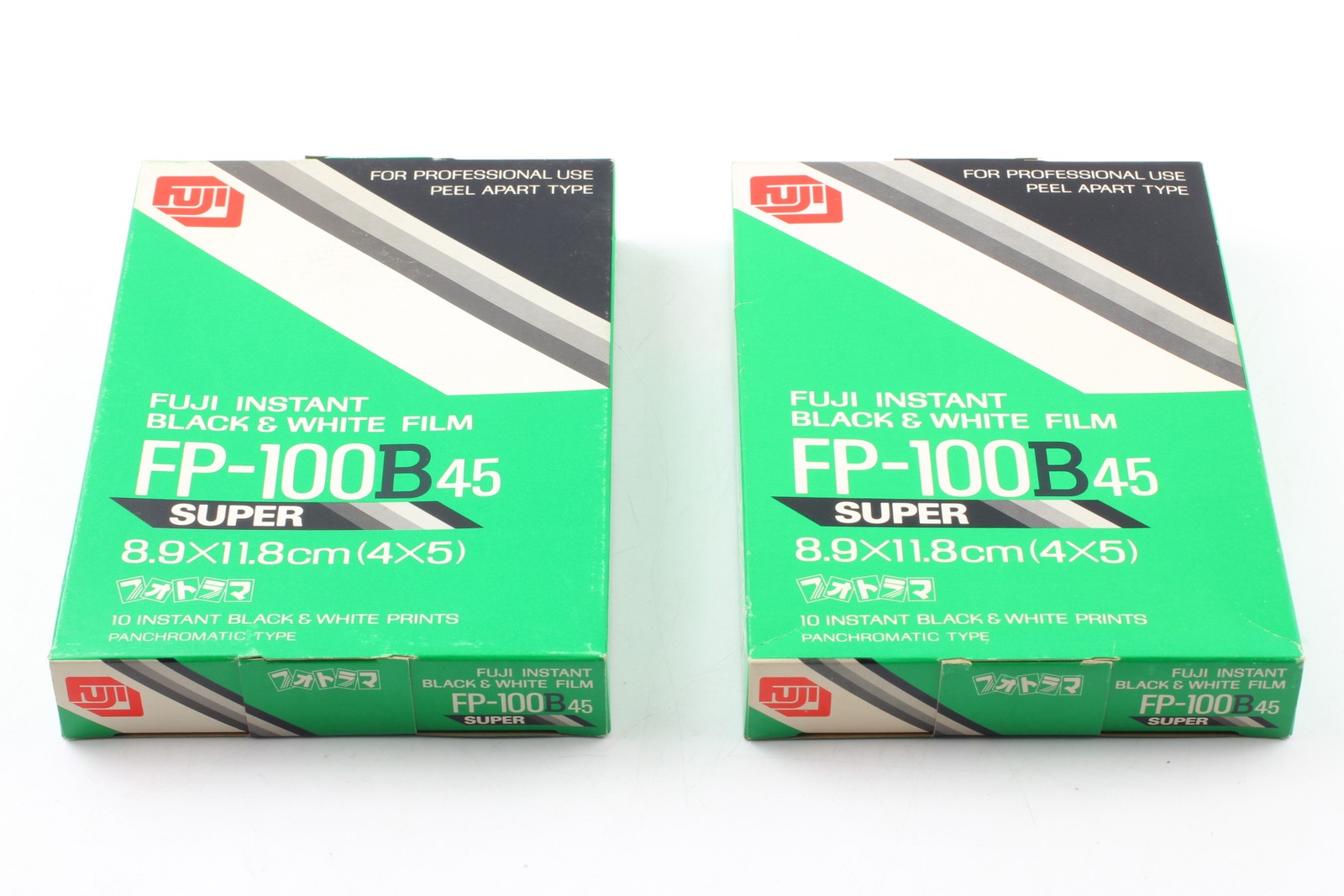 [Unused] 2 Packs Fujifilm FP-100B 45 4x5 Instant B&W Film From Japan