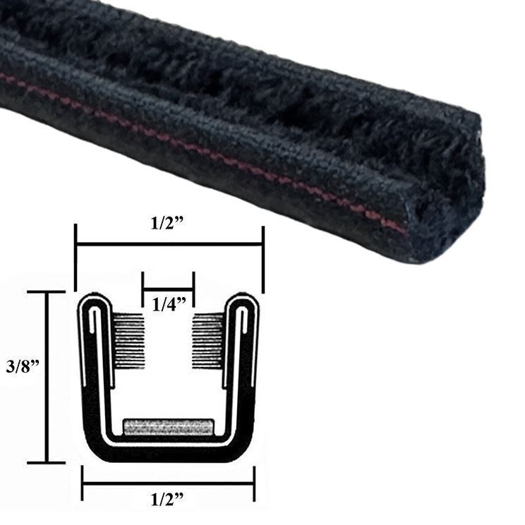 Automotive Felt Window Channel. 32.5" Long - 1/2" Wide - 3/8" Tall, Pair