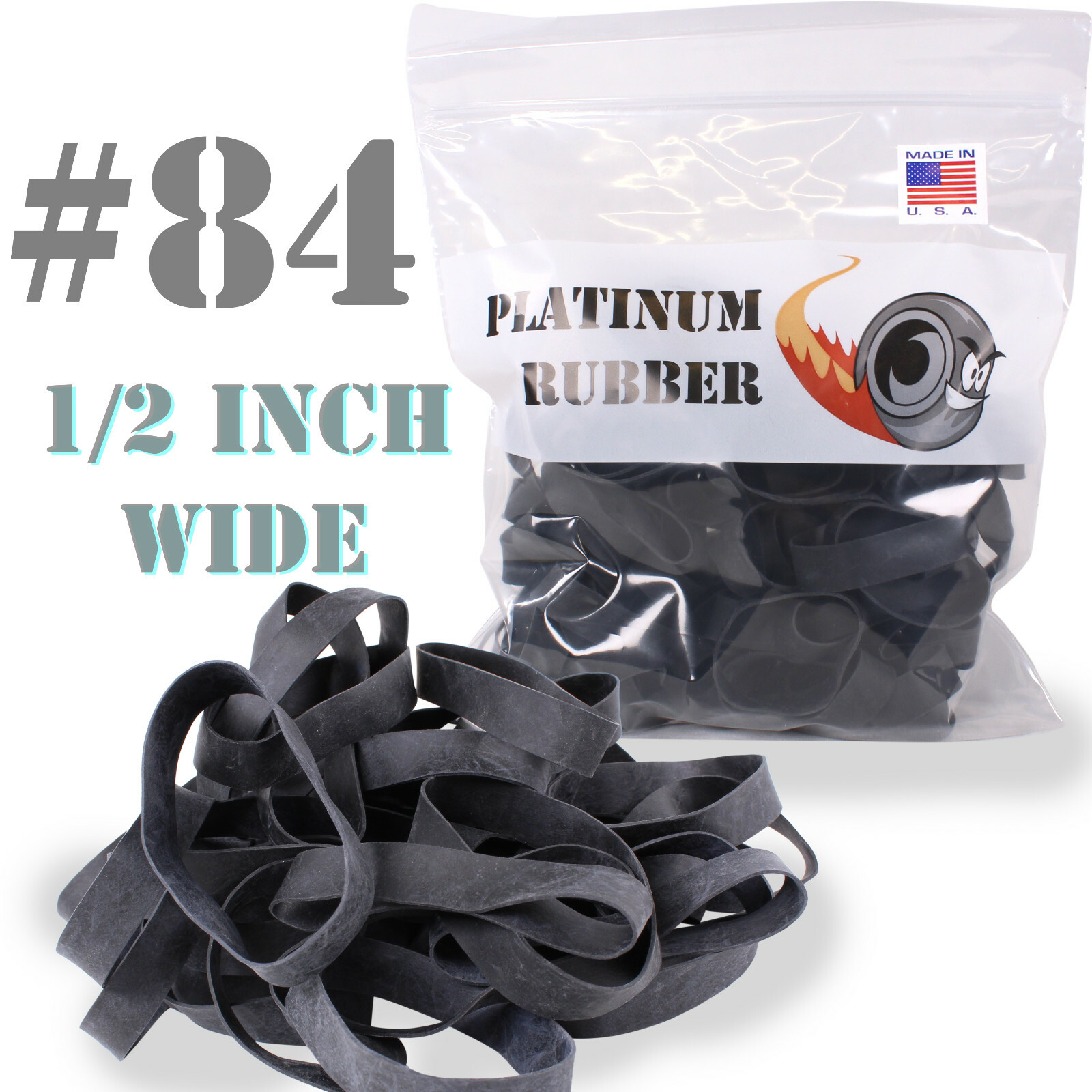 Platinum Rubber Bands #84 Size Black (Extra Wide 1/2 Inch, Large) UV Rated 1LB