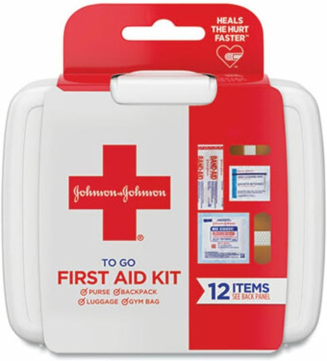 Johnson & Johnson Compact 12-Piece Travel First Aid Kit - Ultimate Safety On-...