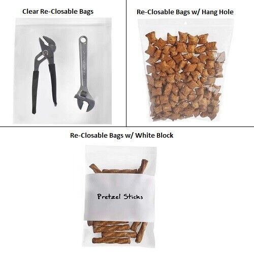 Clear Plastic Reclosable Bags Self Seal Zipper Seal Choose Type Mil & Size