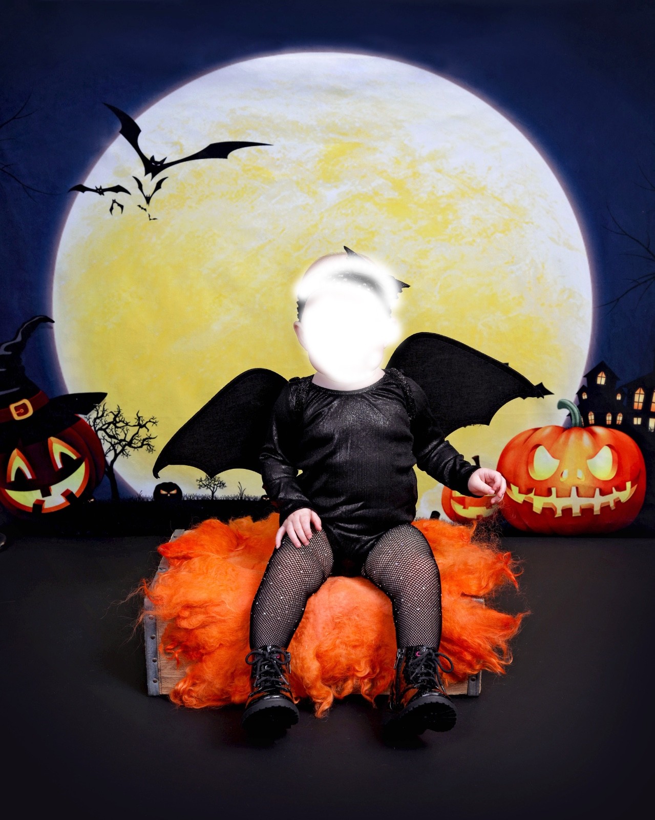 Kate's Halloween Fall backdrop pumpkin moon for photography 5x3 fleece