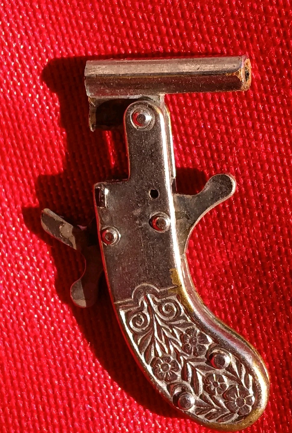 TINY MICRO ENGRAVED PIN FIRED MINI ( AUSTRIAN??) CAP GUN. FREE SHIPPING