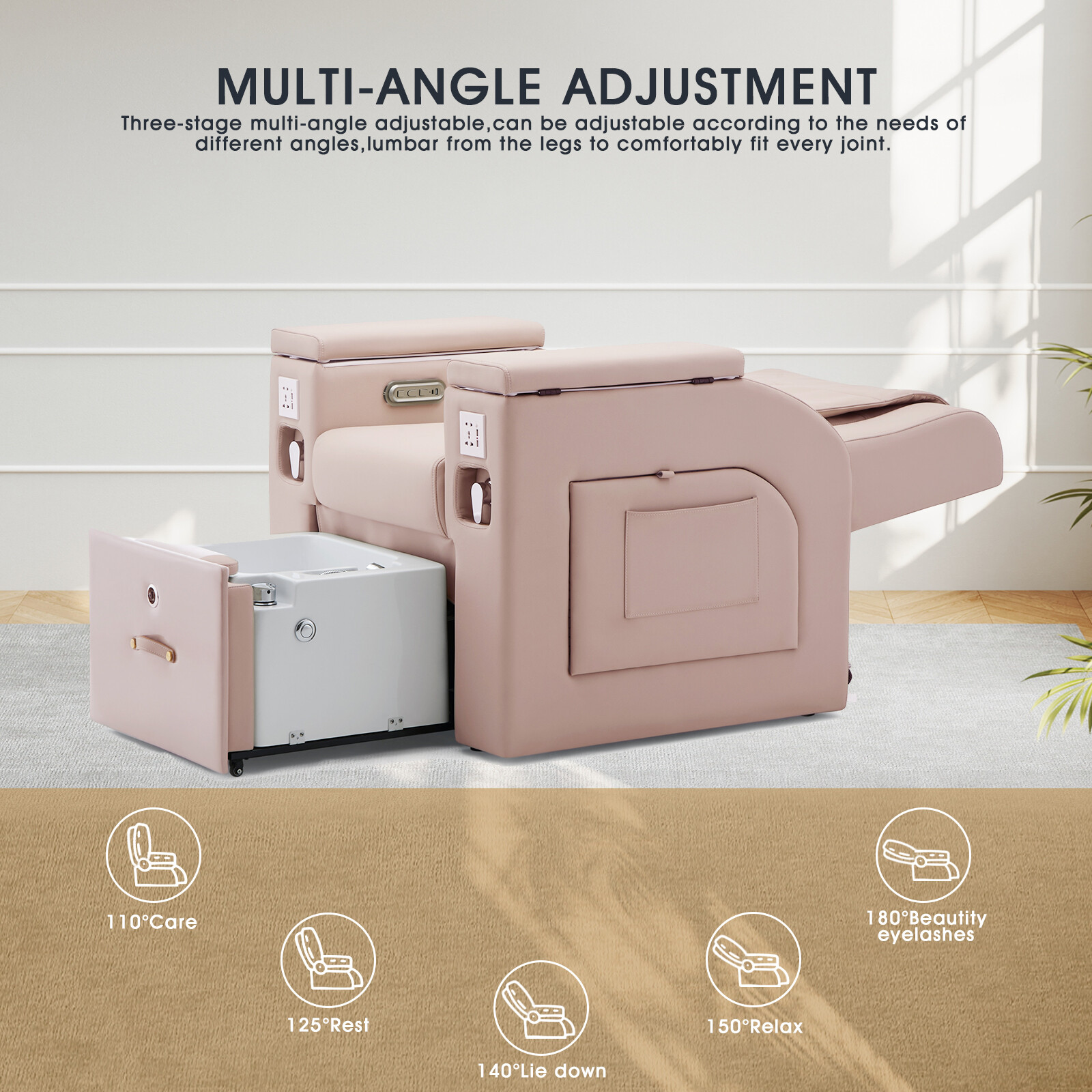 New Pro Pedicure Manicure Massage Recliner Chair Nail Beauty Spa w/Foot Bathtub