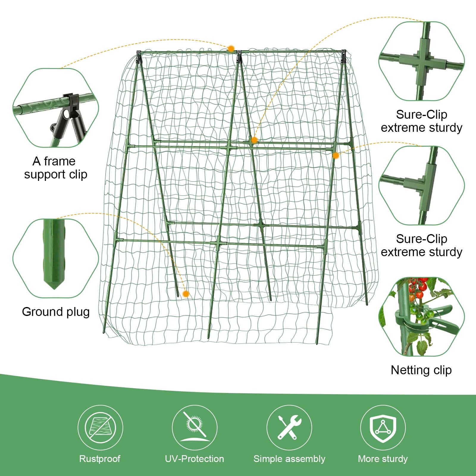 55" H x 36" W Cucumber Trellis for Raised Bed Garden, Trelli Black