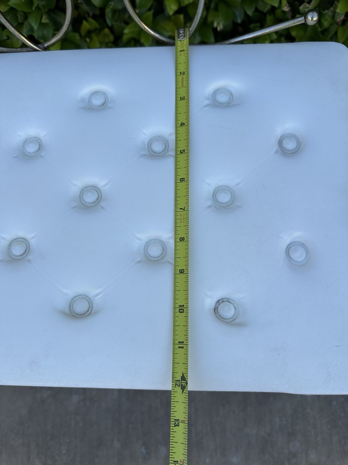 Vanity Bench White Tufted Seat Gold Metal Pearl Wick Vintage Stool