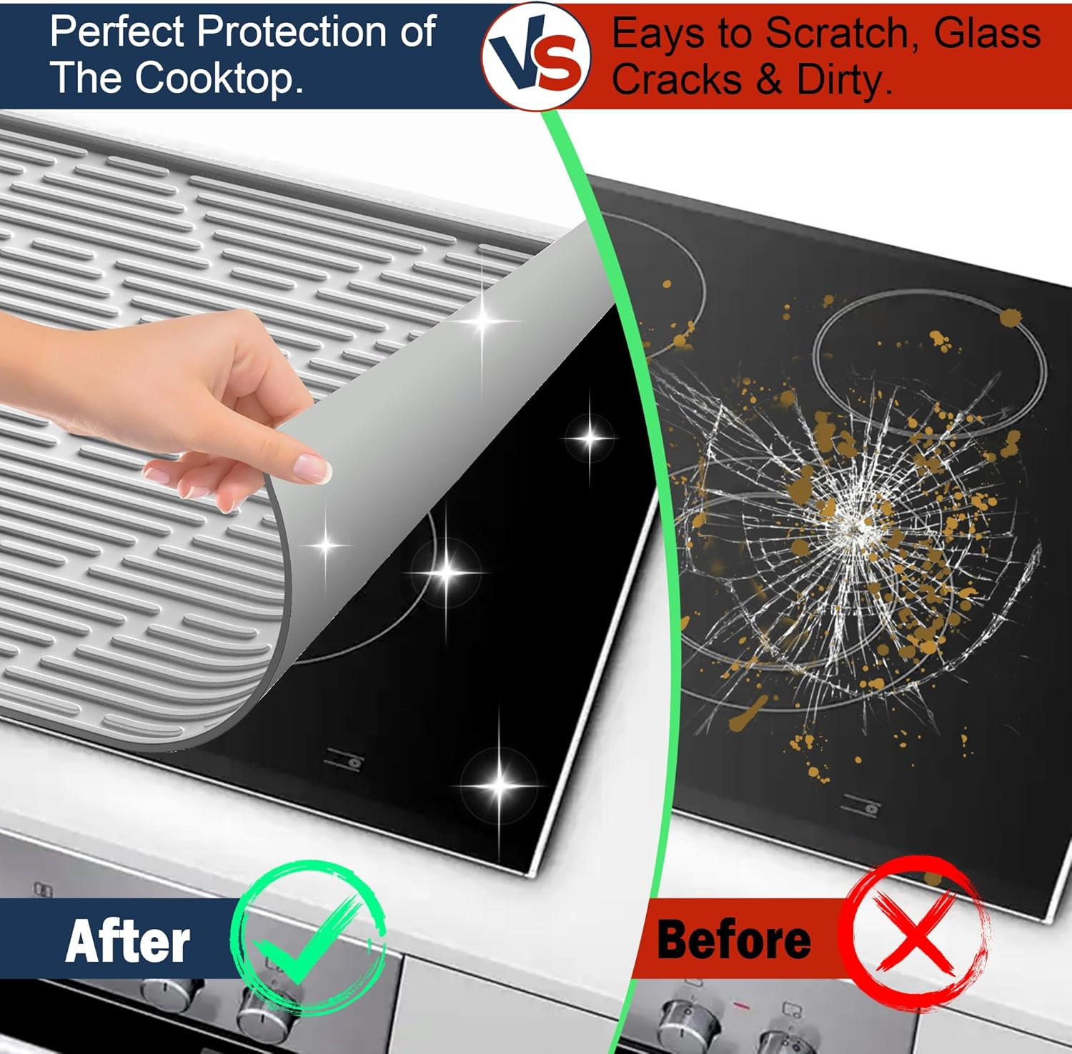 Stove Top Cover for Electric Stove 28X20'' Large Heat Resistant Silicone Stov...