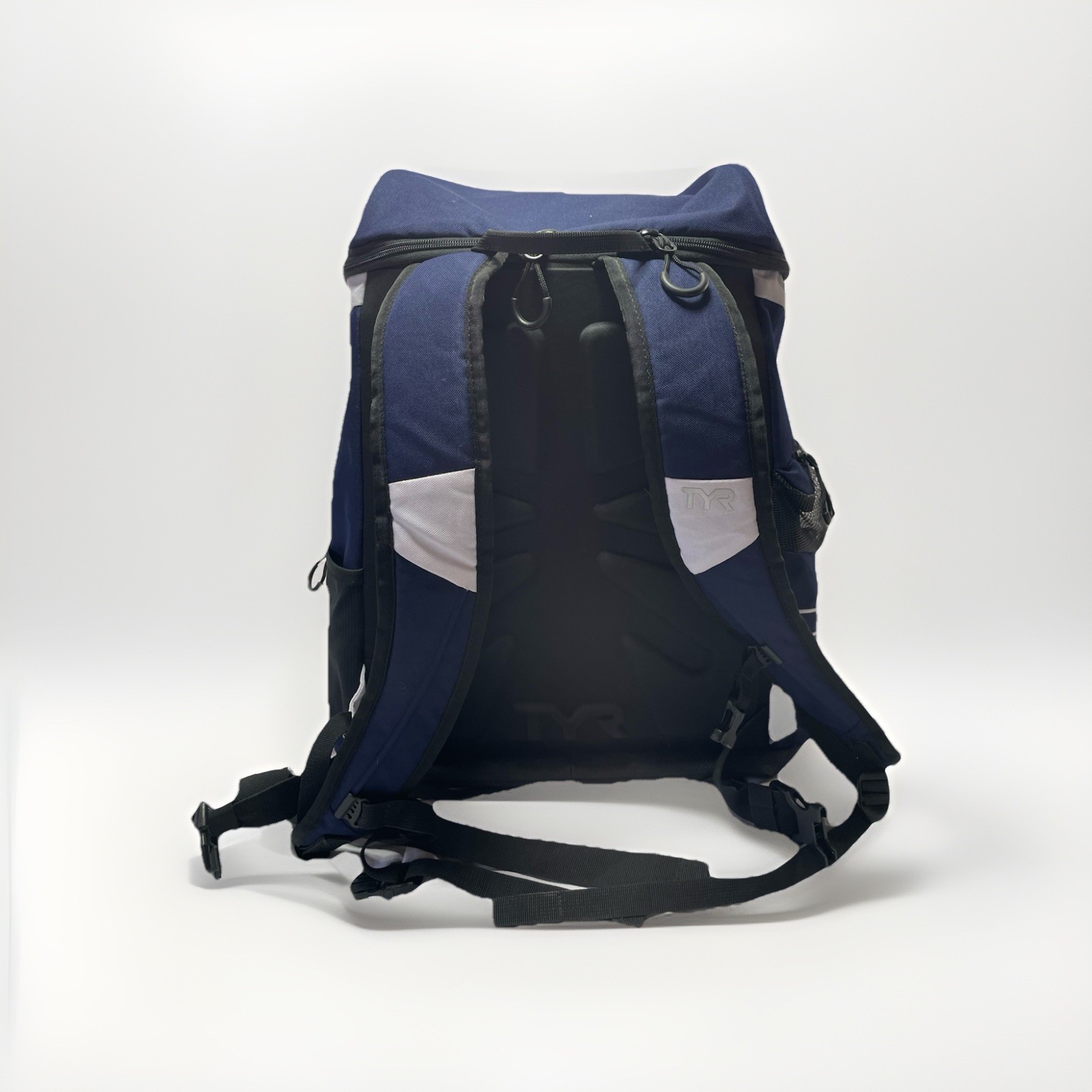 Tyr Alliance 45L White Navy Backpack Gym Pool Bag Wet Dry Ergonomic Design