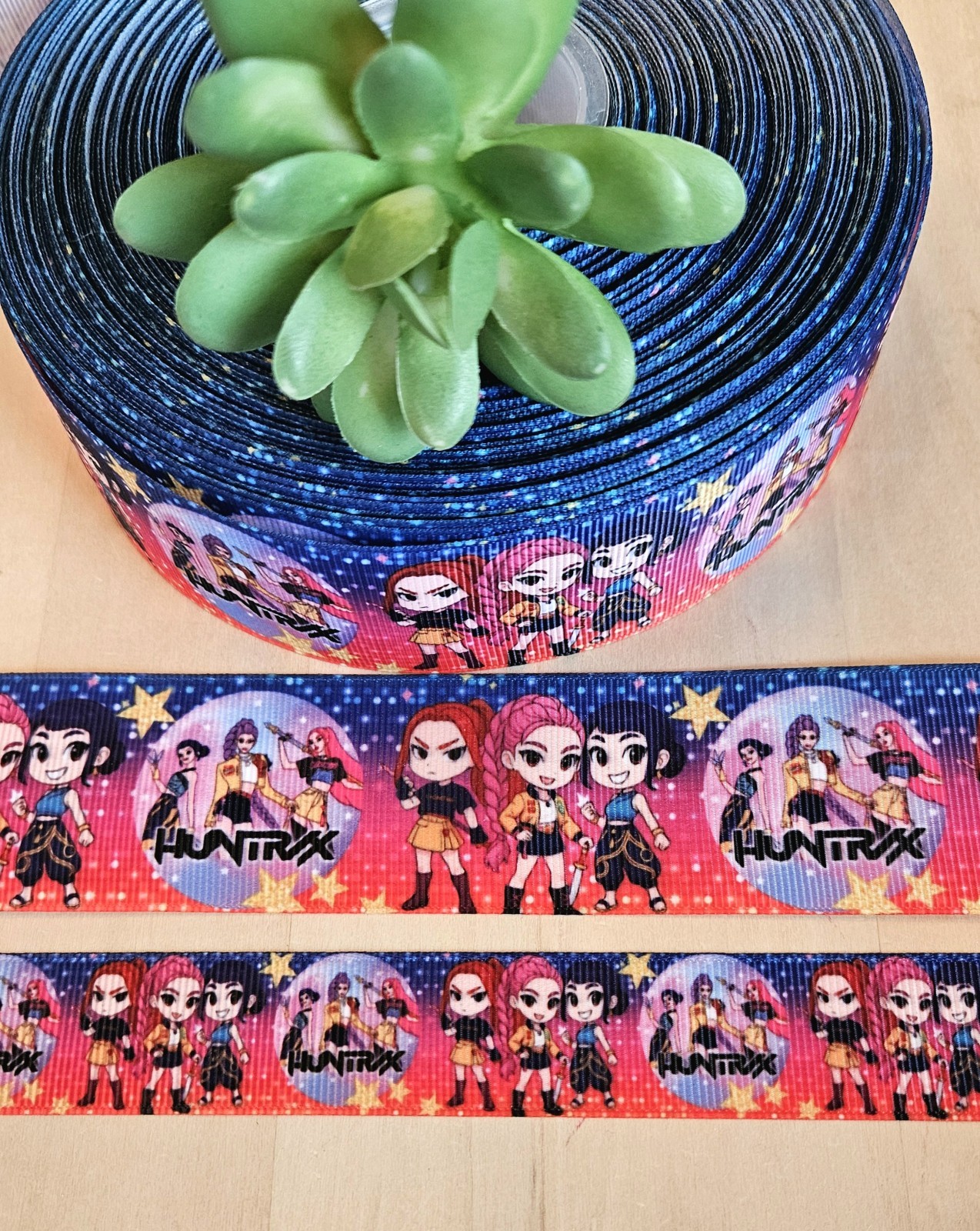 7/8 & 1.5" (1 YD) Korean Pop Star Grosgrain Ribbon Demon Hunter Characters