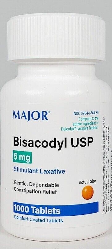 Major Bisacodyl 5 mg 1000 Coated Tablets -Expiration Date 02/2027