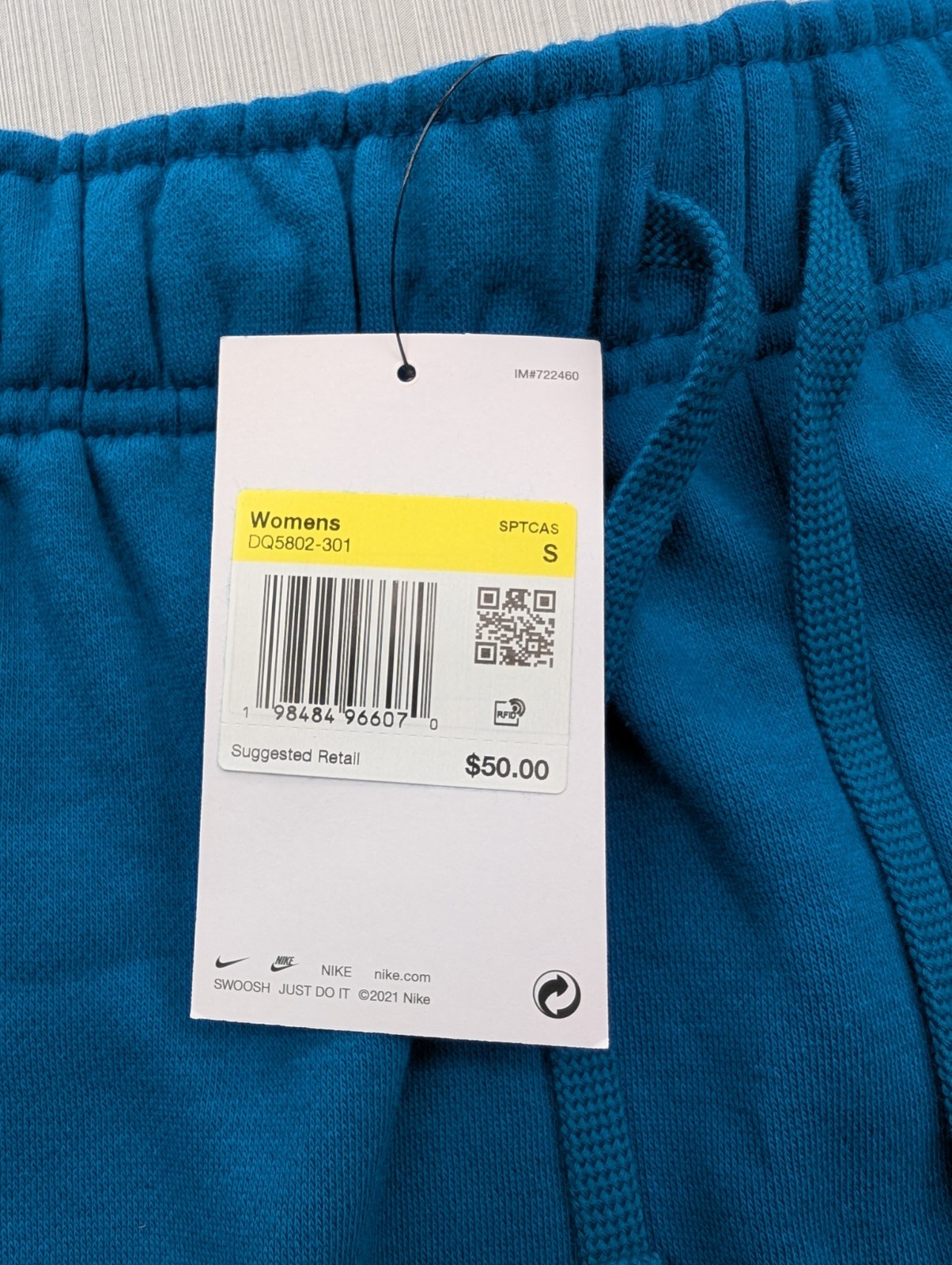 New Nike Club Fleece Mid-Rise Shorts Womens Size Small 3" Blue Green