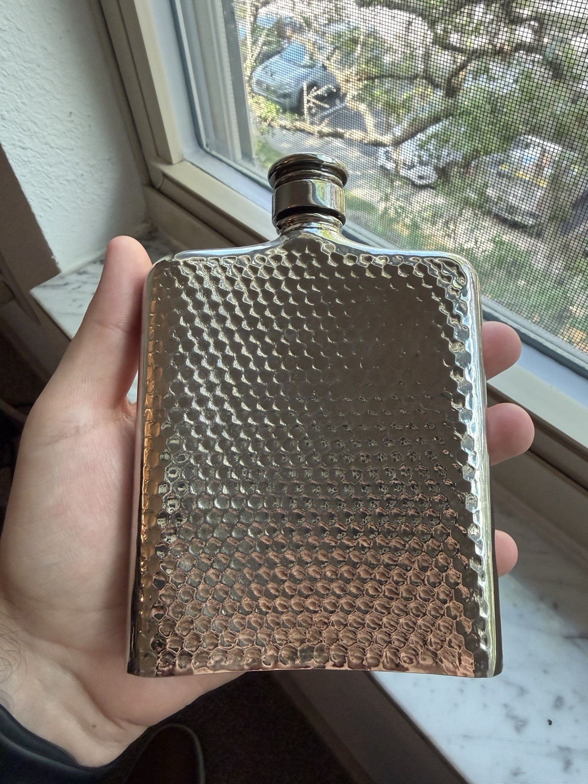 Vintage 1983 Godinger Silver-Plated Bacchus Hip Flask
