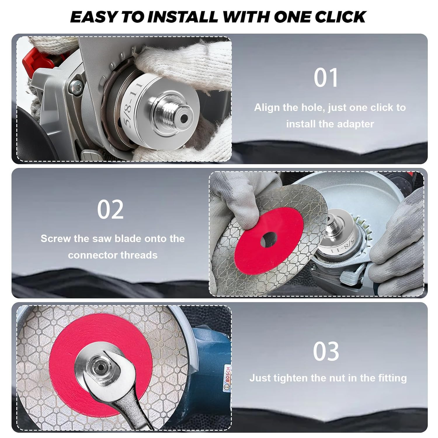 XLOCK to 5/8"-11 Thread Adapter Kit – Stainless Steel Angle Grinder Quick-Cha...