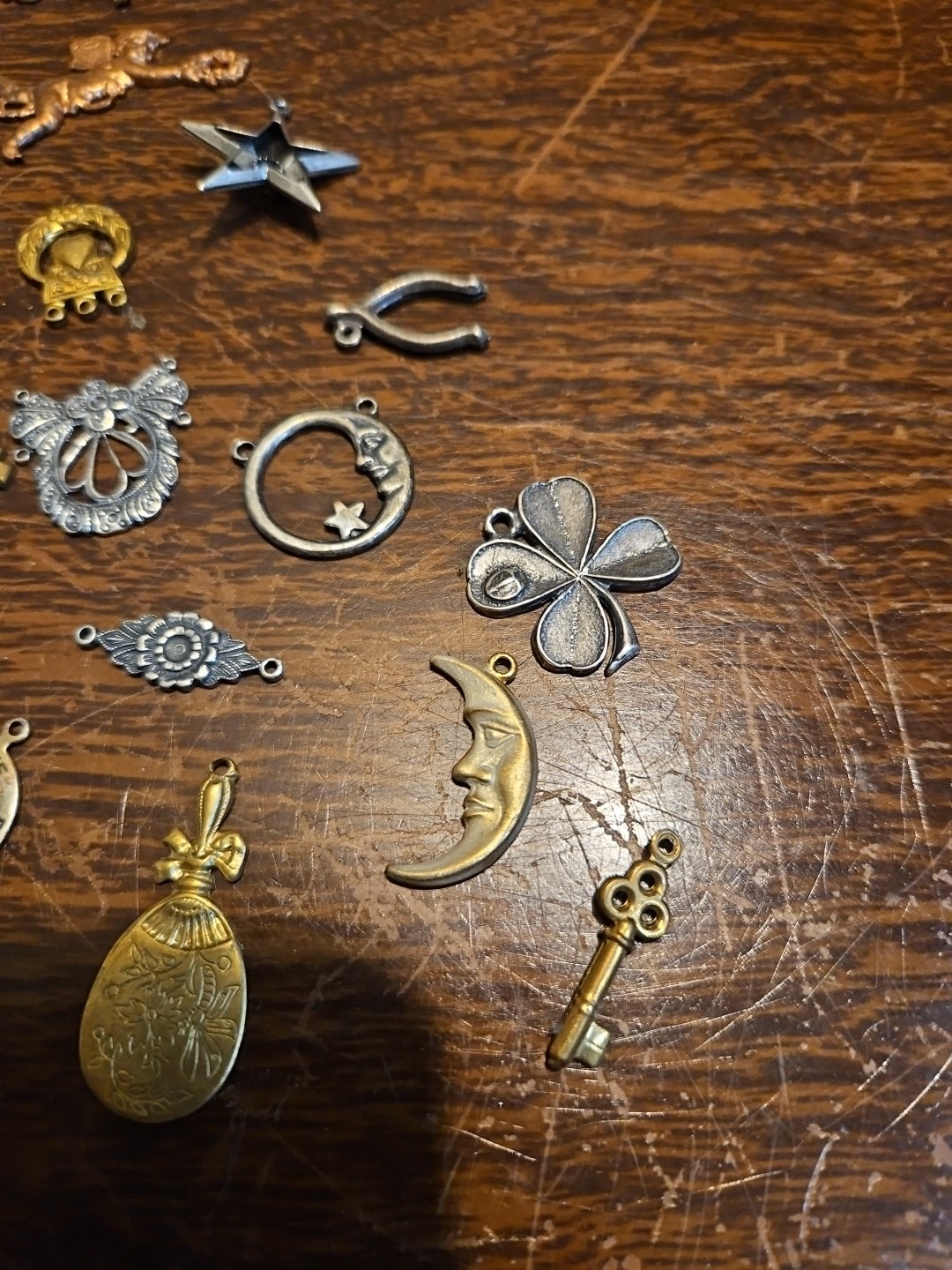 Lot Of 50 Mixed Parts Pcs France Vintage 60s Brass Stampings Findings Jewelry