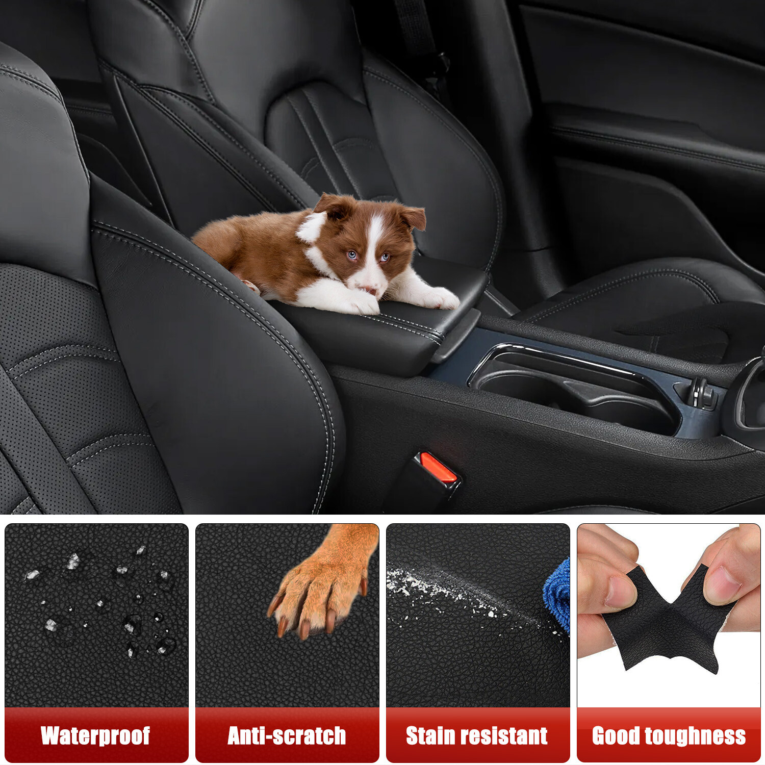 Center Console Lid Armrest Cover Replacement Black for Chrysler 200 2015-2019