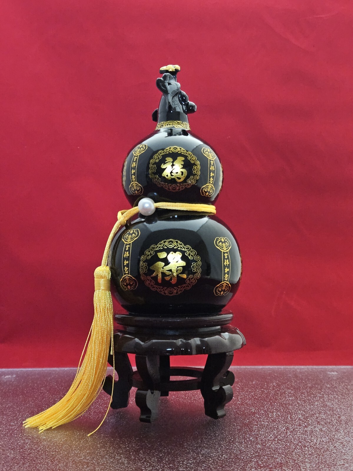 Natural Dark Jade Mount Taishan Gourd Feng Shui Good Luck Ornament Healing 3+LB