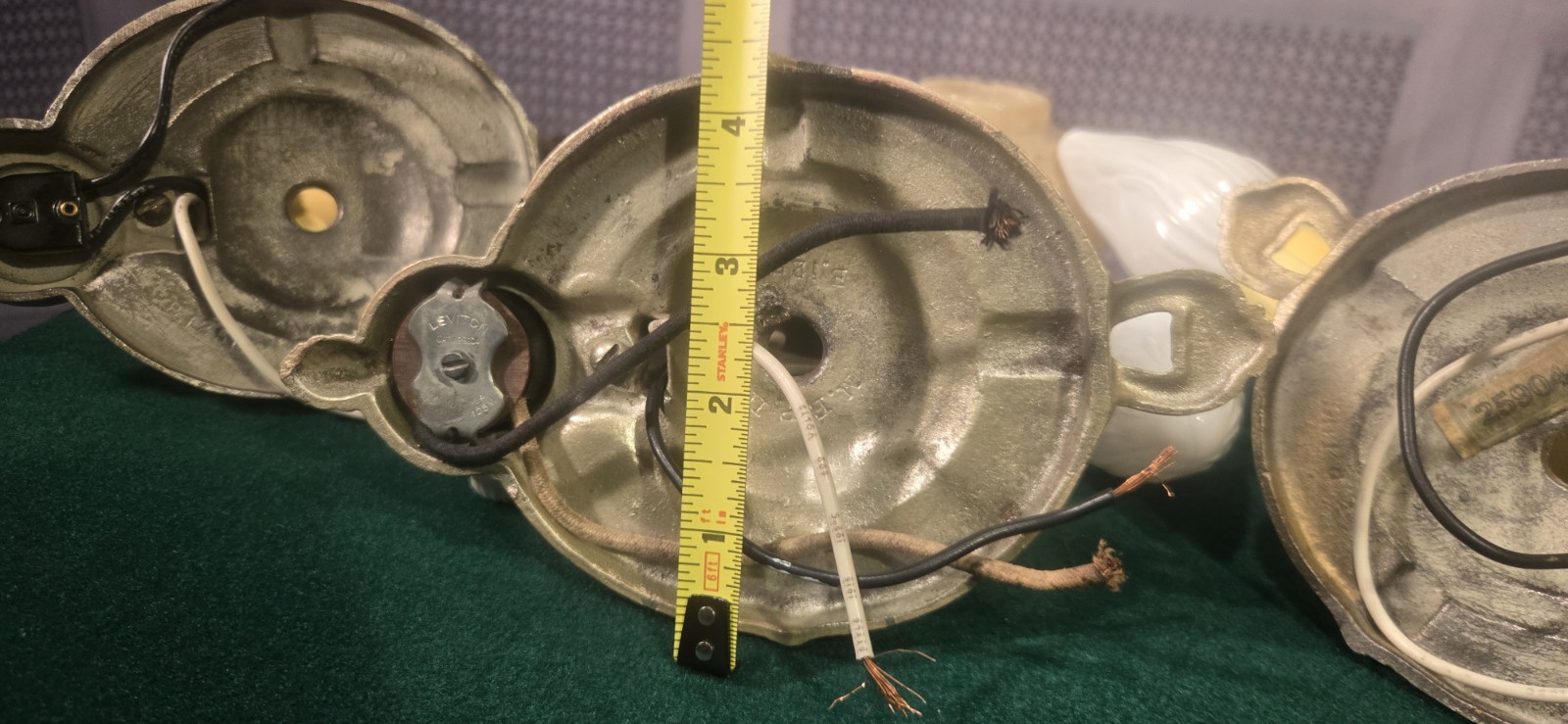 Trio Antique 1930's Markel Slip Shade Candle Wall Sconces Restored Cast Iron