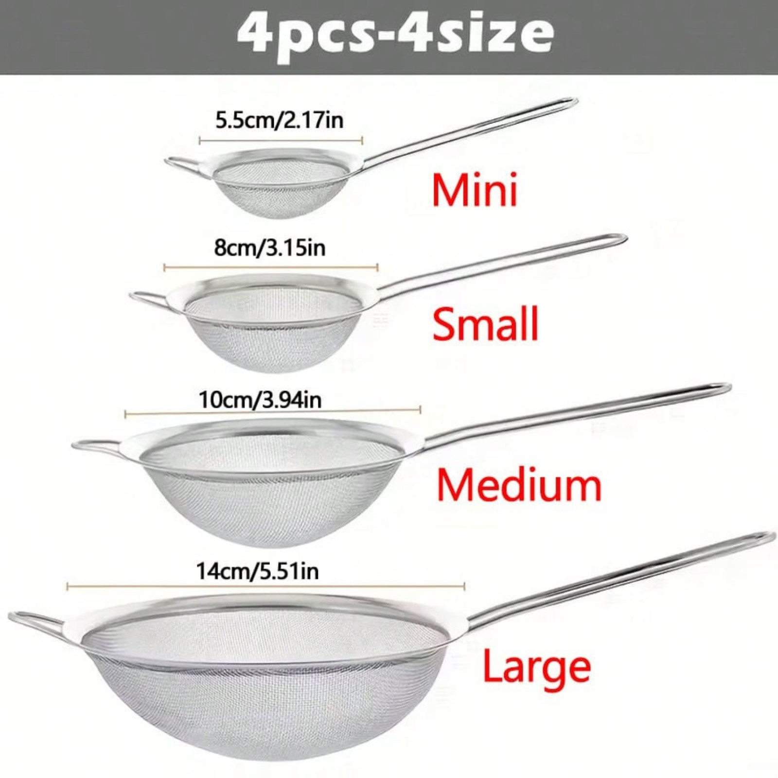 1pc Mini Stainless Steel Strainers Fine Mesh Shifter With Handles Filtering tool