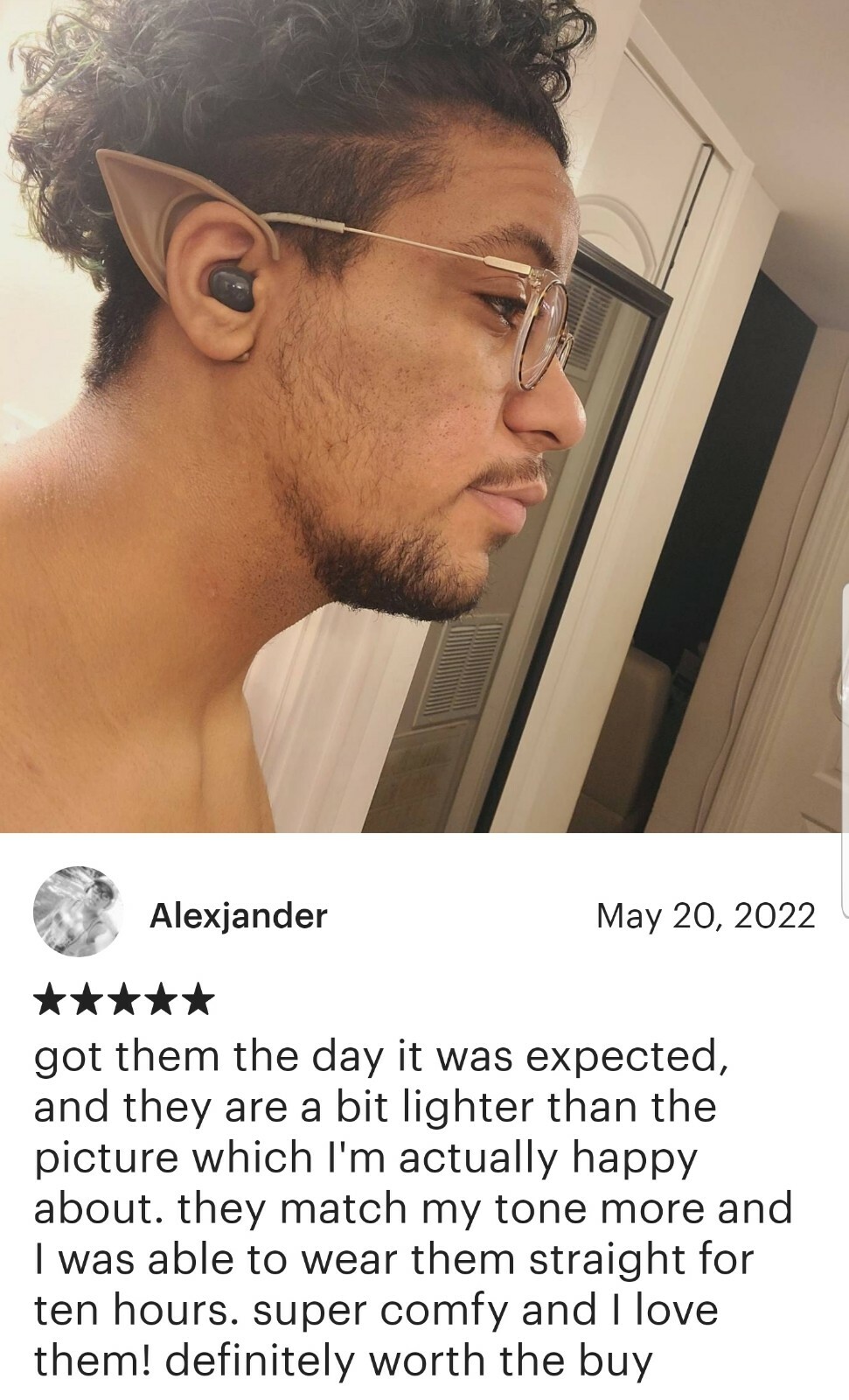 Dark skin Elf Ears latex Brown elven 10cm African American prosthetic cosplay