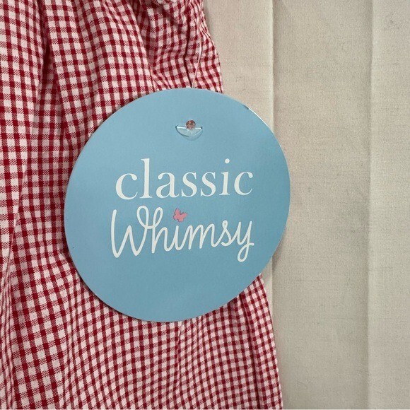 Classic Whimsy Girls Strawberry & Vine Smocked Gingham Red Checked Dress