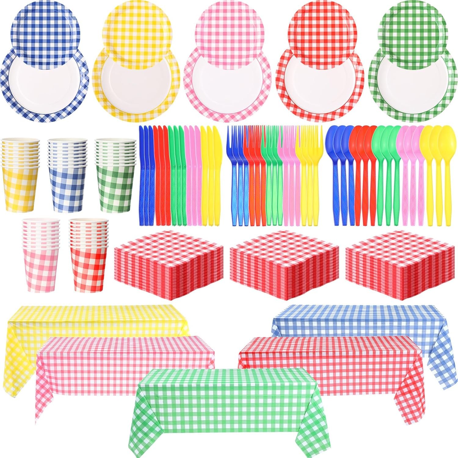 All-in-One Disposable Dinnerware Kit for 40 - Gingham Party Essentials