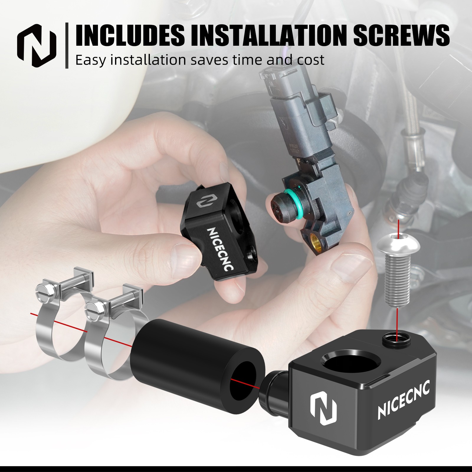 NICECNC TBI Crankcase Pressure Sensor Bracket For KTM 250 300 EXC/XCW 2024-2026