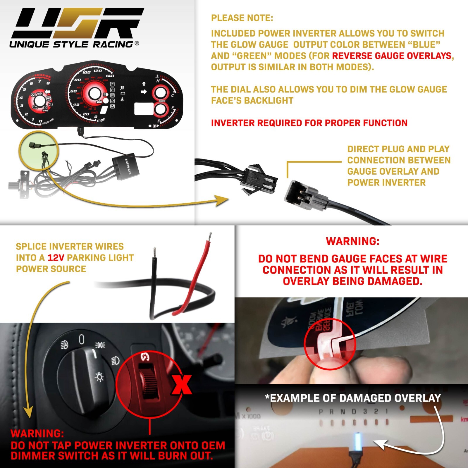 Blue Glow Gauge Black Overlay For 96-99 Chevy CK Truck Suburban Tahoe Cluster