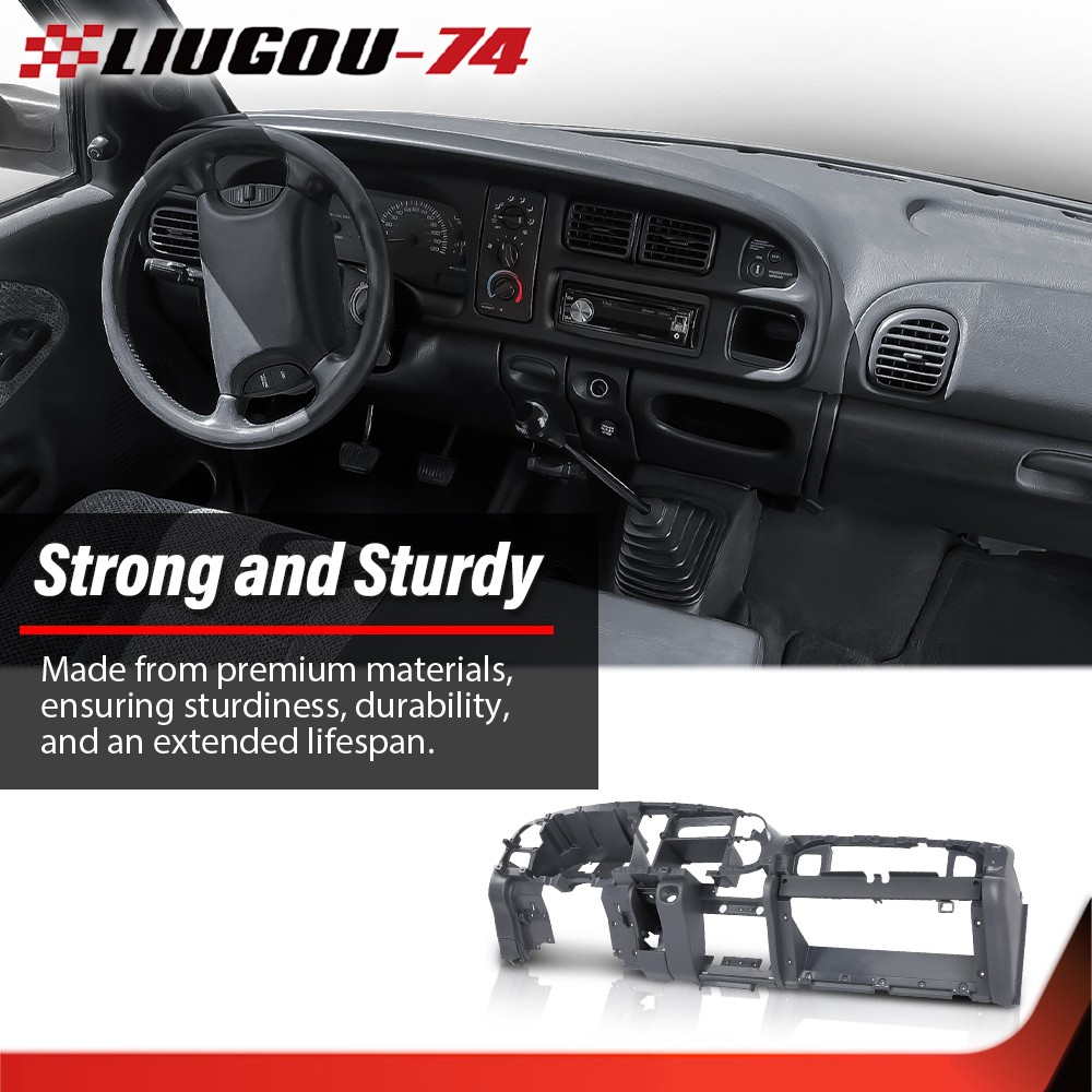 Fit For 1998-2001 Dodge Ram Dash Dashboard Core Structure Frame Single Aux Gray