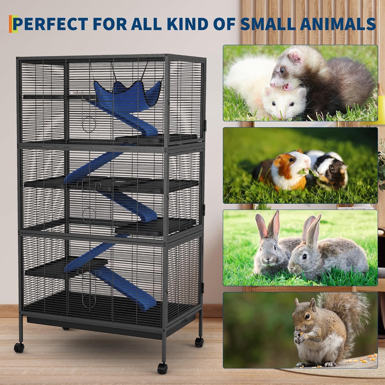 50" 6-Floor Critter Nation Cage Ferret Cage Chinchilla Rat Mice Squirrel Rabbit
