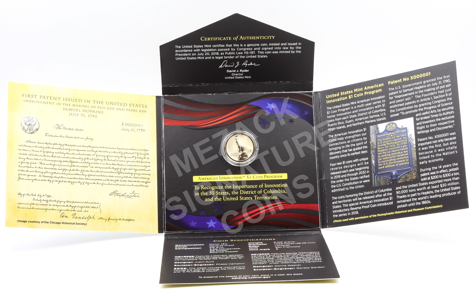 2018 American Innovation Introductory $1 Reverse Proof Coin OGP Limited edition