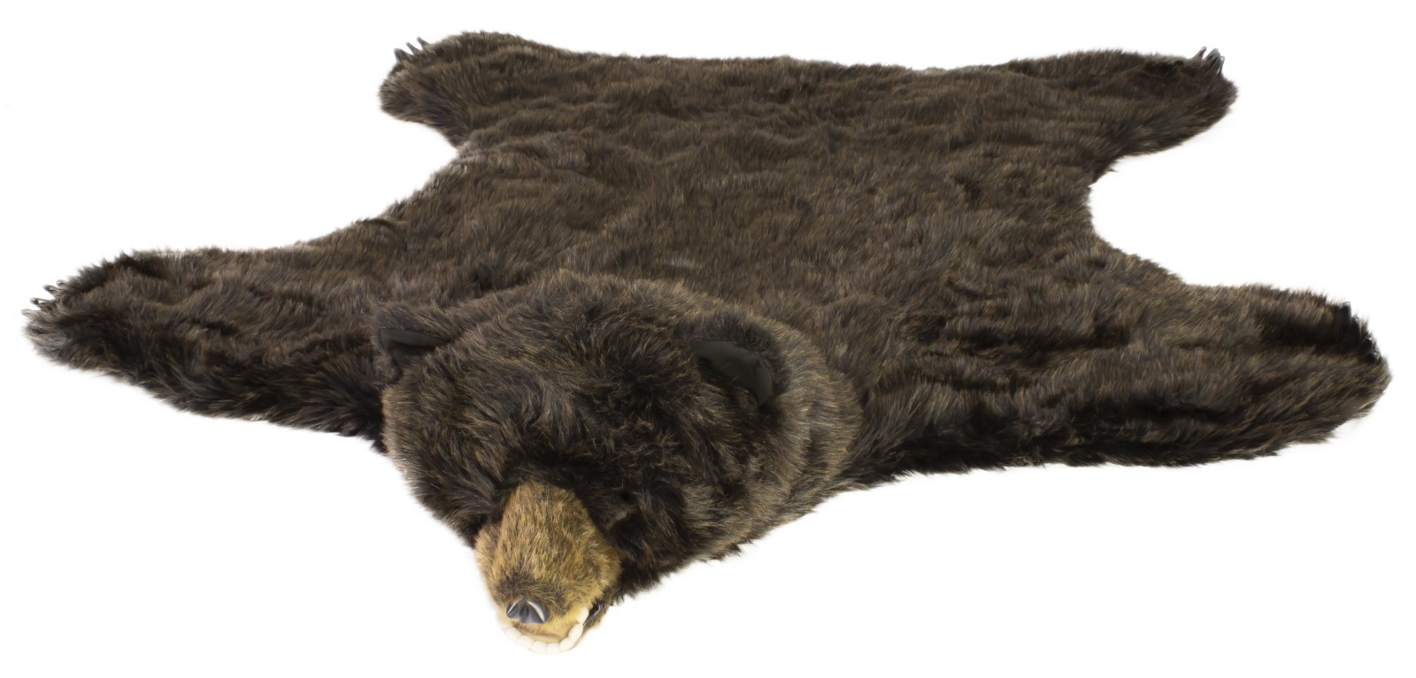 Bear Rug Black Plush Faux Fur Chubby Bear Skin Area Rug Life Size Shaggy